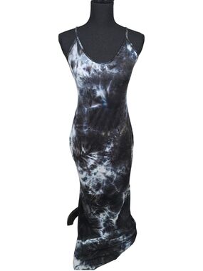 SHEIN Black & White Tie-Dye Maxi Slip Dress